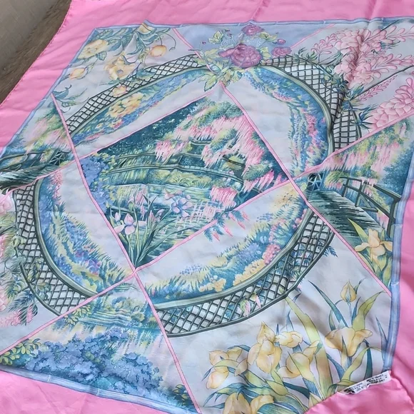 Original Rare 1989 Hermès Paris Silk Scarf “ Giverny” by Laurence Bourthoumieux - Picture 13 of 15